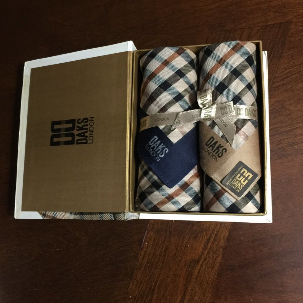 Brand new a box of 2 DAKS Scarves/Handkerchiefs